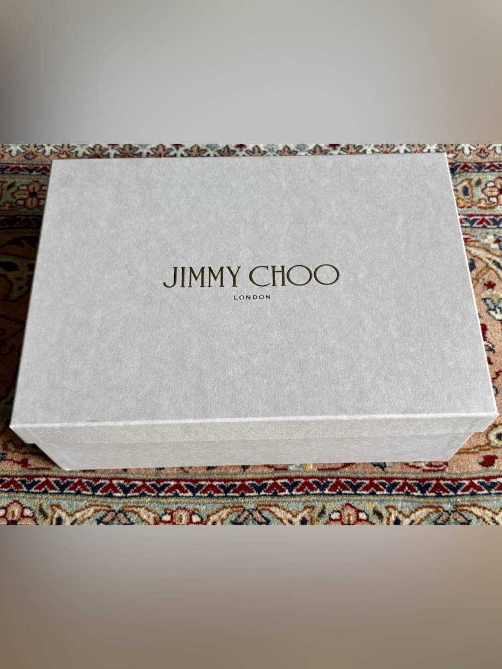Jimmy Choo Empty Gray Shoe Storage Gift Box 12.5x7x4.5” Logo Tissue Excellent